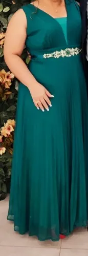 Vestido de festa verde esmeralda