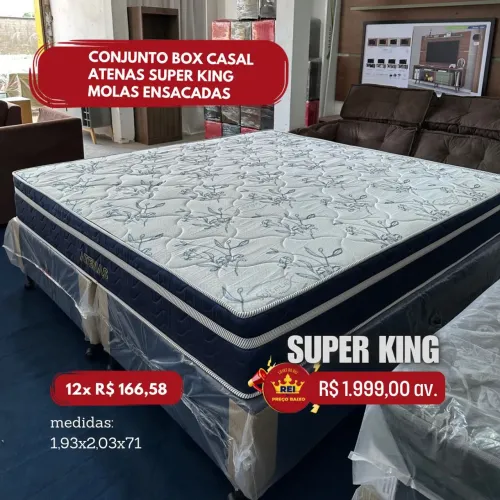 PROMOÇÃO URGENTE - Cama SUPER KING Atenas MOLAS ENSACADAS por apenas 12x de R$201,67