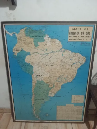 Quadro mapa América do Sul - 1.12x0.84cm