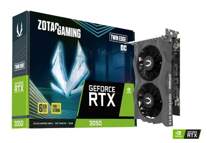 Placa De Vídeo Geforce Ddr6 06Gb/096 Bits Rtx 3050 Zotac, 2 Fans, Dp, Hdmi, Zt-A30510H-10L