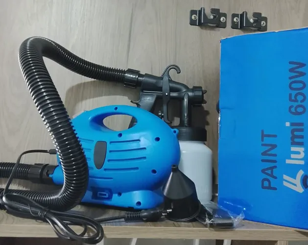 Pistola pulverizadora portátil com compressor<br>- Ideal para pinturas, reparos e decoração