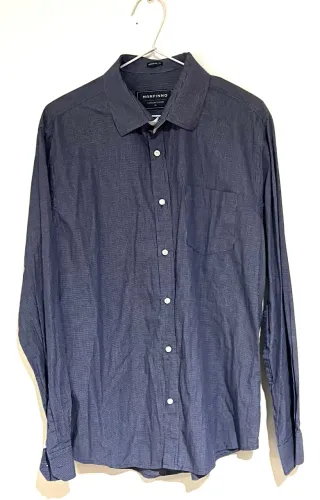 Camisa masculina Marfinno micro-xadrez azul tam M