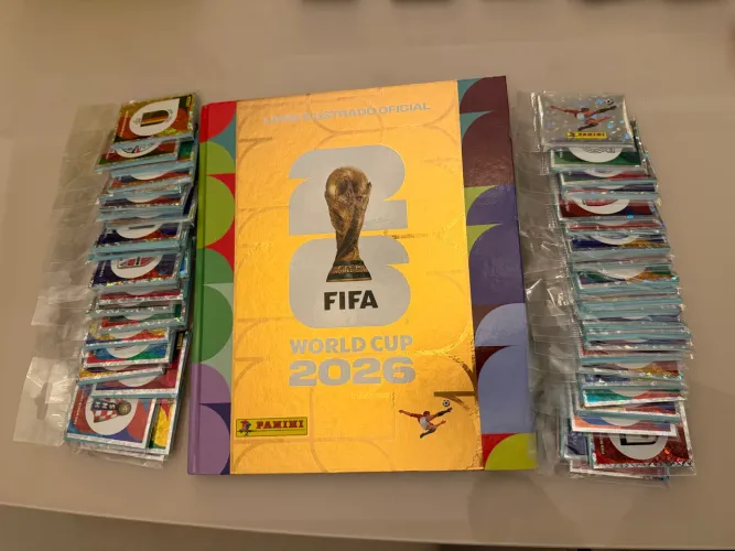 Álbum Ouro Copa 2026 + Todas figurinhas a colar