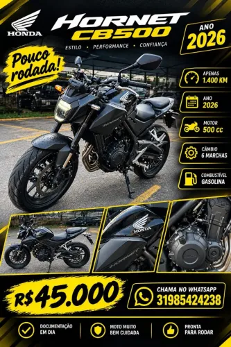 Hornet CB500 2026 / 1400 km Pronta para Rodas