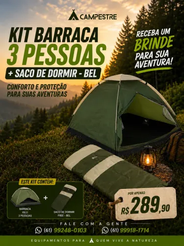 Kit barraca iglu 3 Pessoas + Saco de dormir - Bel (+BRINDE)