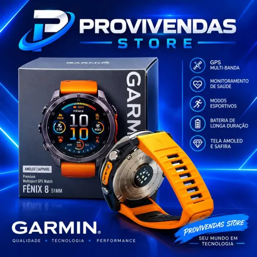 Garmin Fênix 8 AMOLED Sapphire 51mm,dias de ativado somente aqui 5 estrelas PROVIVENDAS