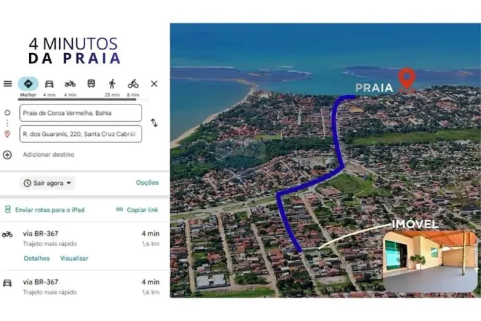 Casa com 2 quartos em Coroa Vermelha- Bahia