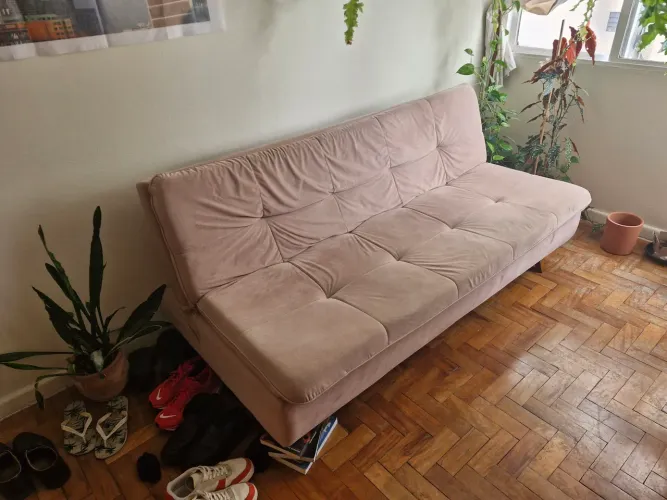 Sofá-cama rosa
