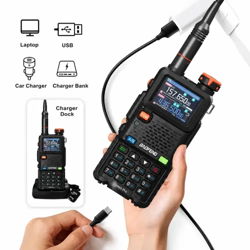 Rádio Comunicador HT Baofeng Triband UV-5RH completo novo Aviação AM VHF UHF satélite