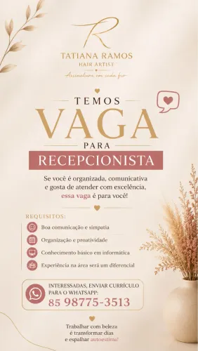 Vaga pra recepcionista