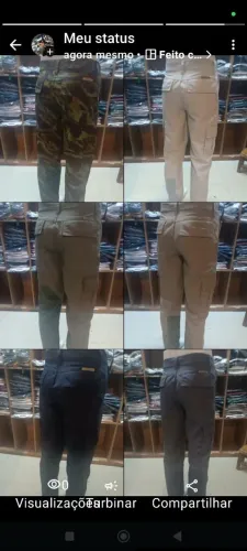 Calças cargo ripstop masculina várias cores 
