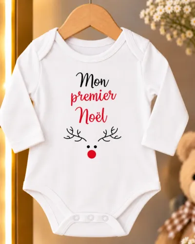 Body Infantil Unissex Primeiro Natal 100% Algodão Até 3 Meses