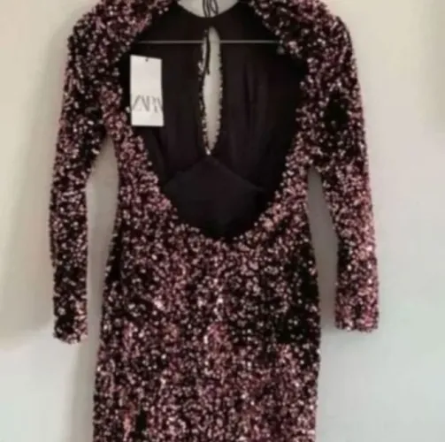 Vestido Zara Paetê Original - Perfeito para Festa - Brilha Muito