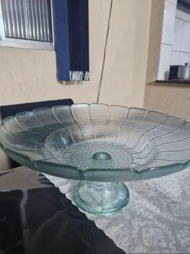 Fruteira de Vidro Centro de Mesa com pé 37 cm Vitazza