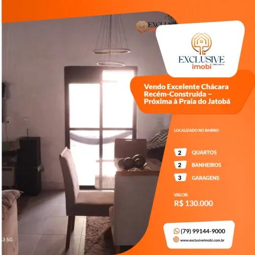 Vendo Excelente Chácara Recém-Construída  Próxima à Praia do Jatobá