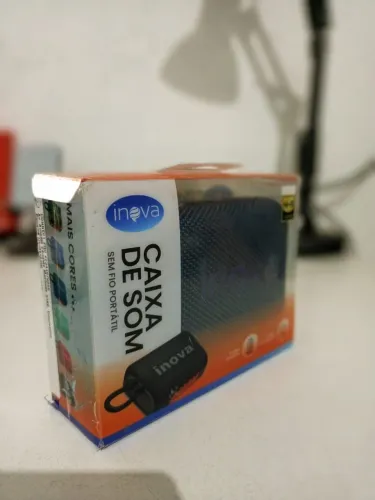 Inova Caixa De Som Mini Bluetooth -TWS Grave - c/ Radio - Azul - Produto Novo
