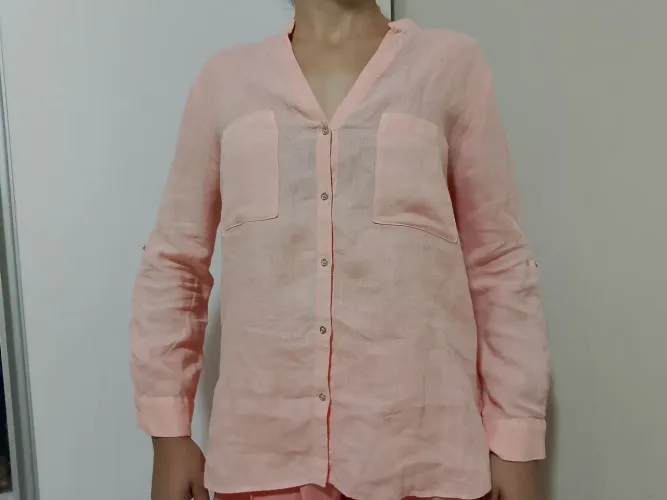 Camisa de linho salmão
