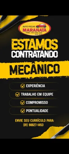 Estamos contratando mecânico linha leve