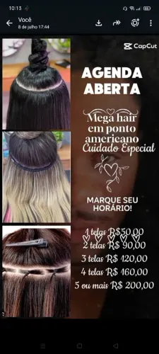 serviço de mega hair em ponto americano