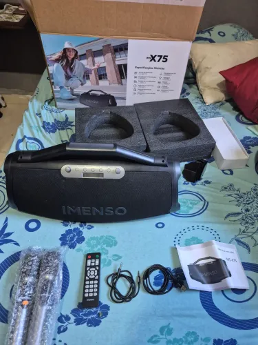 Caixa de som imenso x75 c 2 mic 200w
