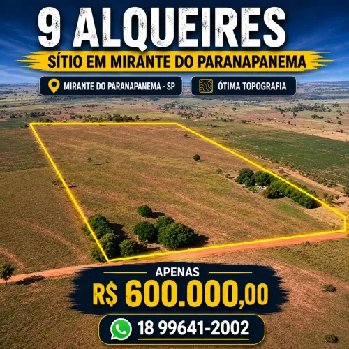 MARAVILHOSO SÍTIO EM MIRANTE DO PARANAPANEMA