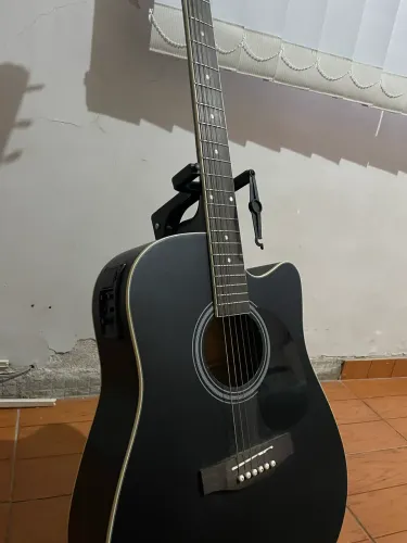 Violão folk Giannini elétrico (preto fosco) 