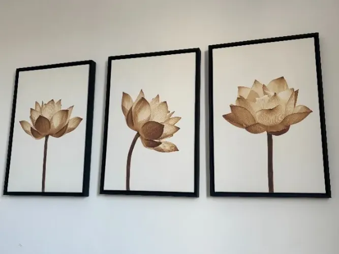 Trio quadros flor de lótus