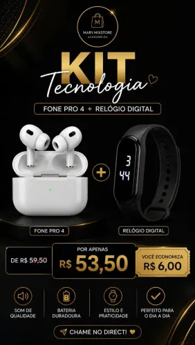 Relógio Digital + fone PRO 4