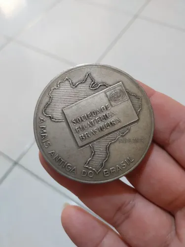 Medalha comemorativa da Sociedade Filatélica Brasileira - 60 anos de 1971<br>