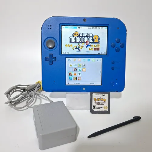 Nintendo 2ds com jogos pokemon new mario bros