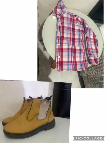 Botinha e blusinha xadrez infantil bom para festa juninas