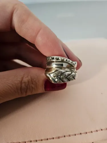 Anel Cobra em Prata 950 com detalhes  de Marcassita e Ouro 12k