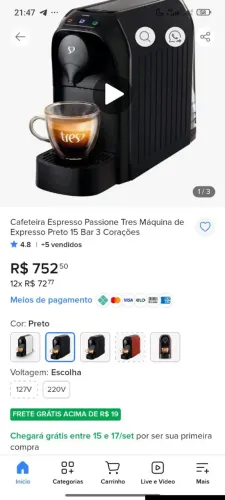 Cafeteira espresso passione