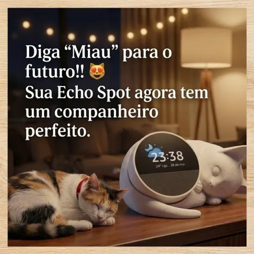 Suporte para Alexa Echo Spot forma de gatinho