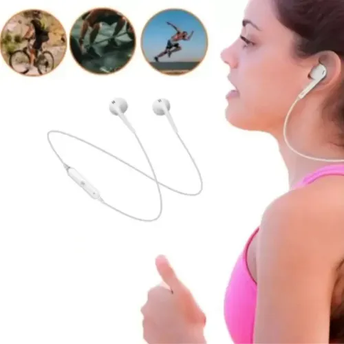 Fone de Ouvido Bluetooth Sport com Microfone e Cordinha