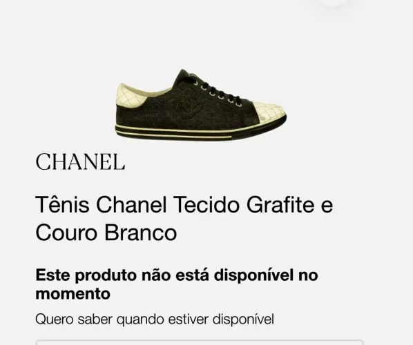 Tênis Chanel Original Tecido Grafite e Couro Branco