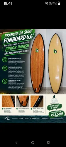 Prancha de surf funboard 6"6 bambu