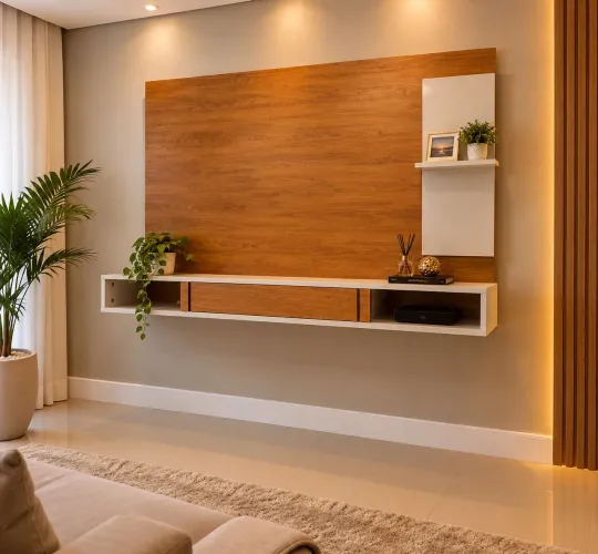 Painel Moderno de Madeira