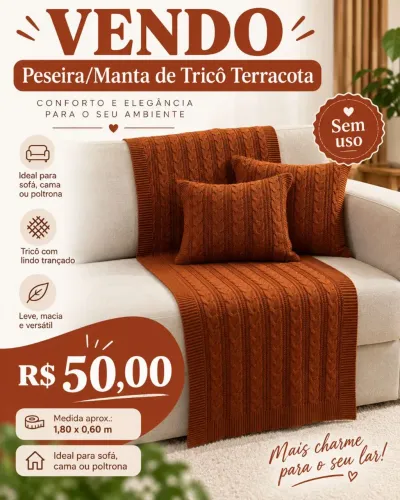 Manta/Peseira de Tricô Terracota - R$ 50,00