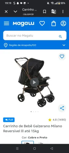 Carrinho de Bebê Galzerano Milano Reversível lll até 15kg