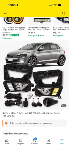 Kit Farol Milha Polo/virtus 2019 2020 Com Drl/ Seta