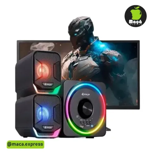 Caixa de SOM Subwoofer Gamer Hórus Knup KP-RO828 BT RGB 16W 