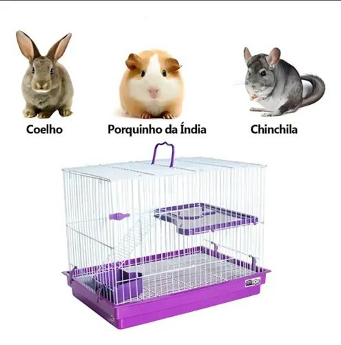 Gaiola Pet Coelho, porquinho da Índia, chinchila com Andar Grande- Cor Lilás
