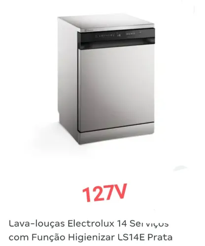 Lava-louças Electrolux 14 Serviços LS14E Prata + 127V + Novo + Nota + Cartão 12X