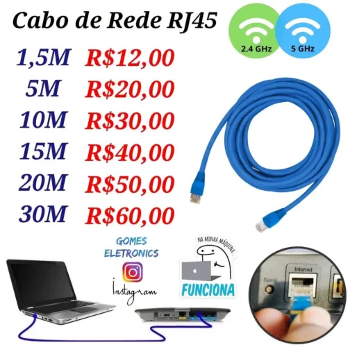 Cabo de Internet Cabo Rj45 pronto pra uso! A partir de R$12,00