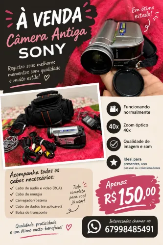 Câmera Filmadora Sony Handycam 40x - Completa e Funcionando