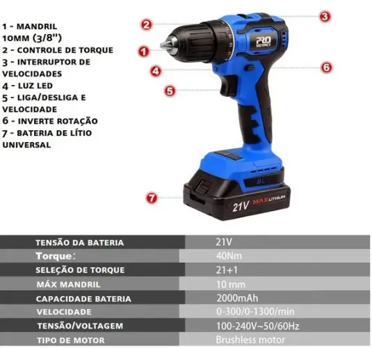 Parafusadeira Prostormer 21v - Novo - Pronta Entrega!!