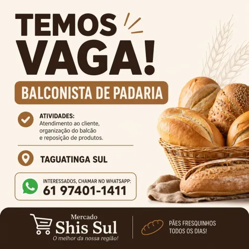 Balconista padaria