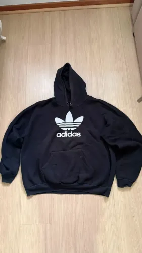 Casaco de Moletom Preto Adidas - Tamanho GG