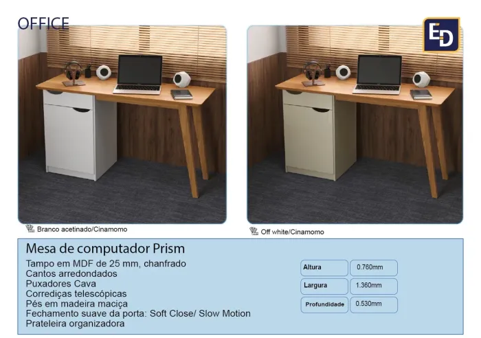 Mesa de escrivaninha 1.36cm